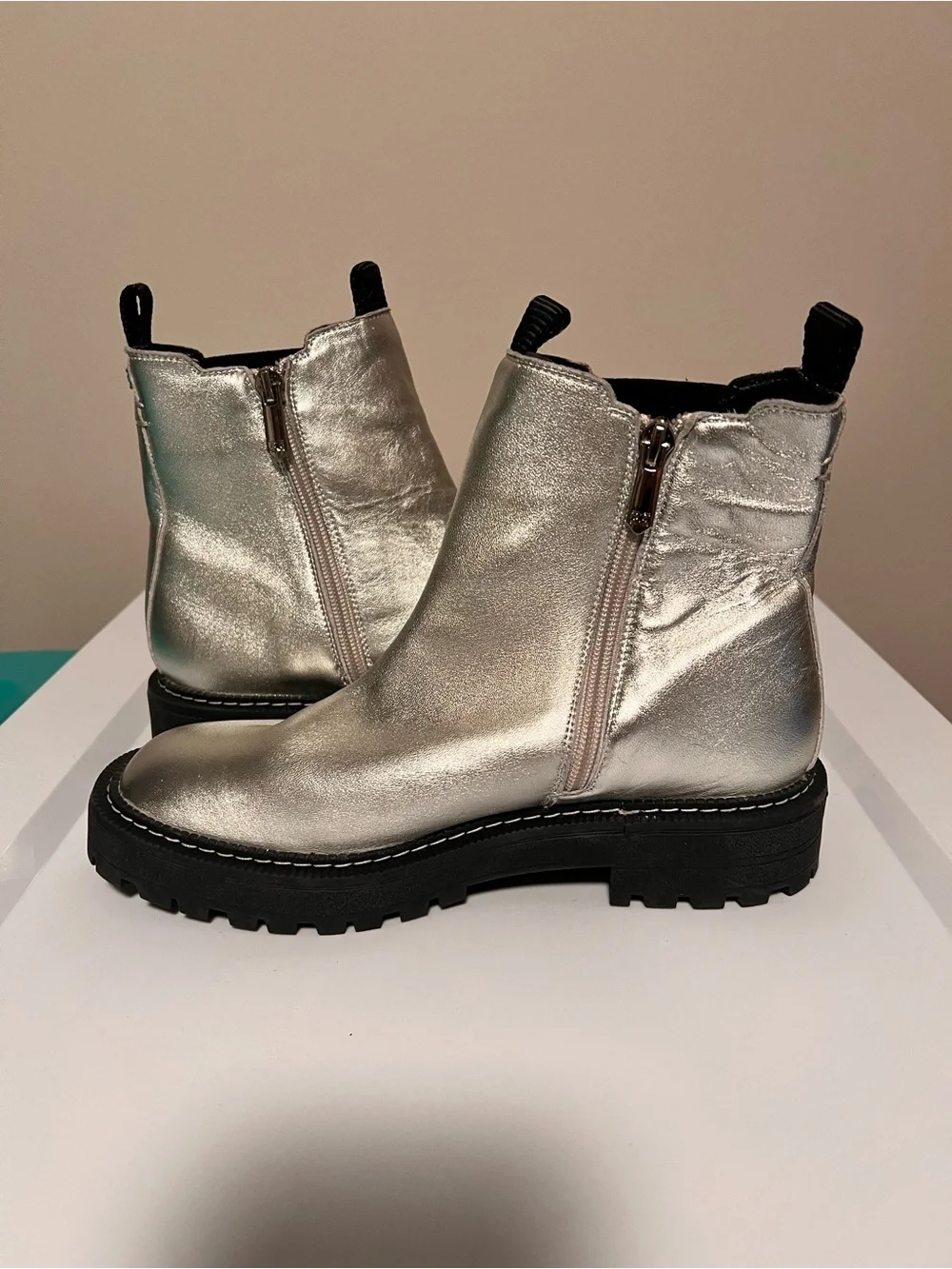 Sam Edelman Silver Metallic Kids Chelsea Rain & Snow Boots